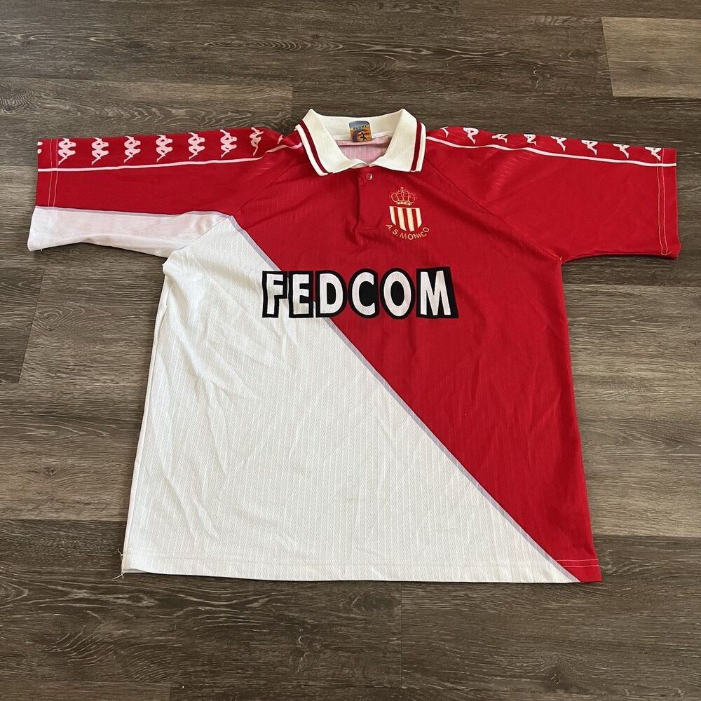 Vintage Captive Sport AS Monaco Soccer Team Jersey Adult Size 40 Red White